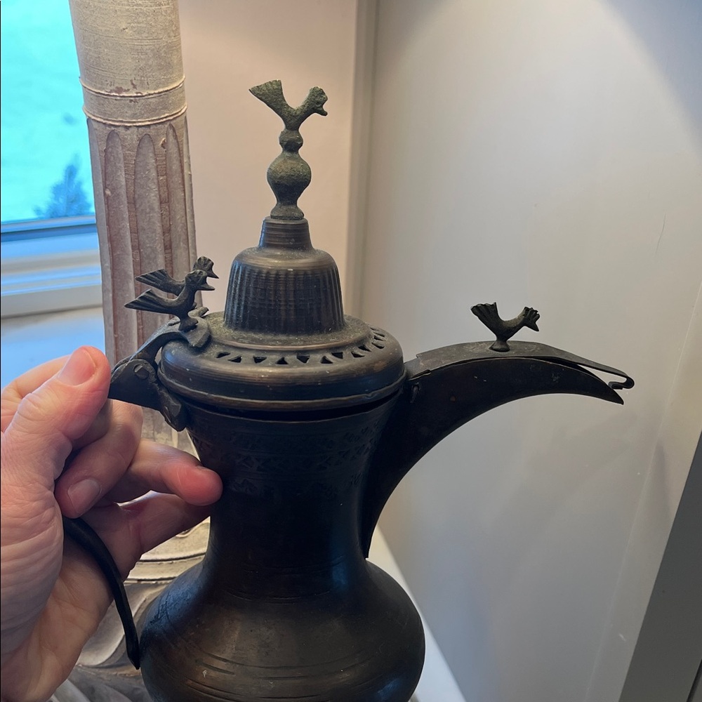 Antique Brass Dallah Coffee Pot - Dark Bronze Finish - Picture 7 of 7